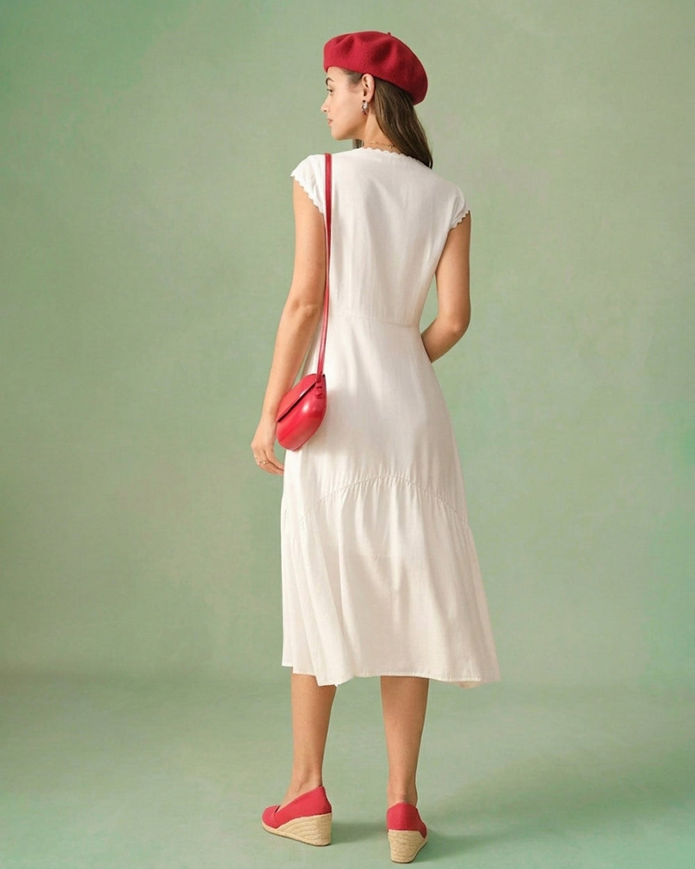 The Solid Color Lapel Midi Dress | Rihoas