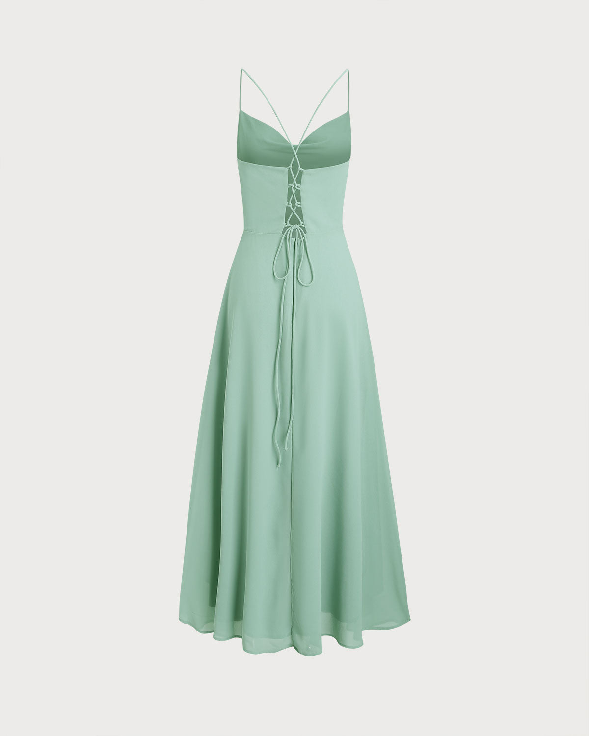 Green A-Line Backless Slip Maxi Dress | Rihoas