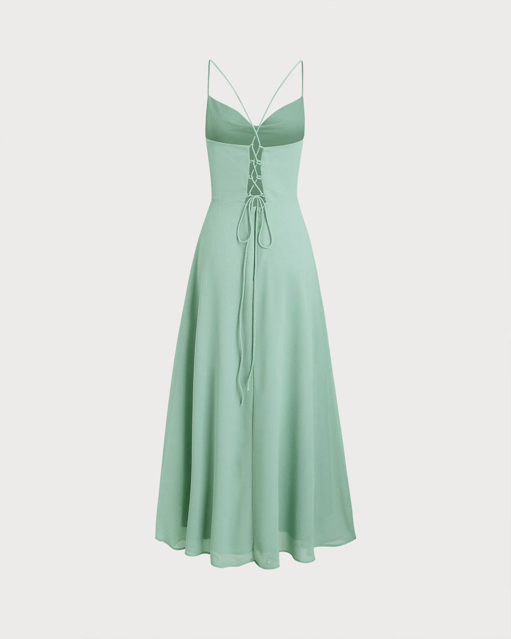 Green A-Line Backless Slip Maxi Dress | Rihoas