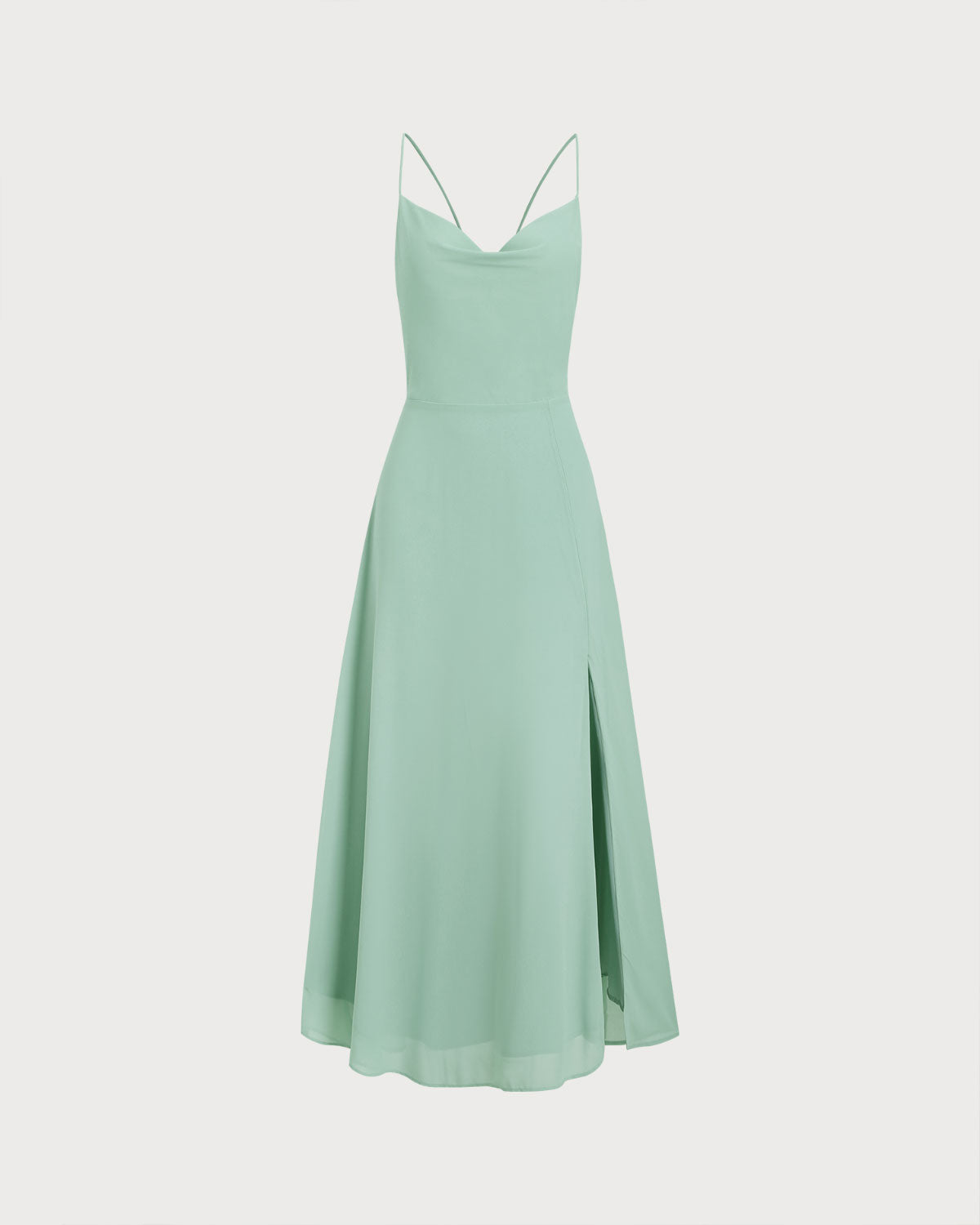 Green A-Line Backless Slip Maxi Dress | Rihoas