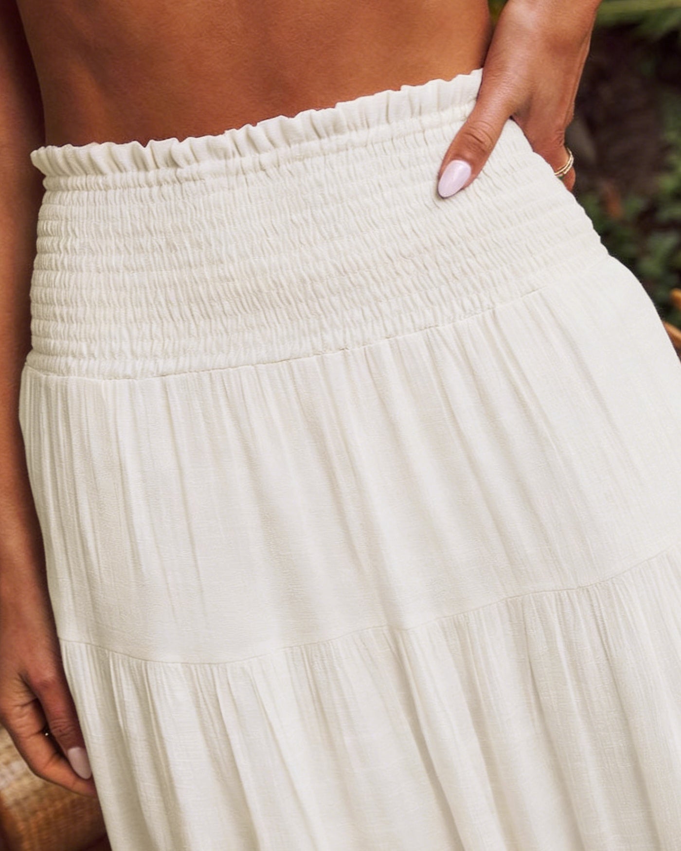 White Midi Flared Skirt | Rihoas