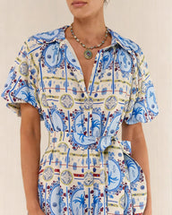 Floral Collar Tunic Midi Dress | Rihoas