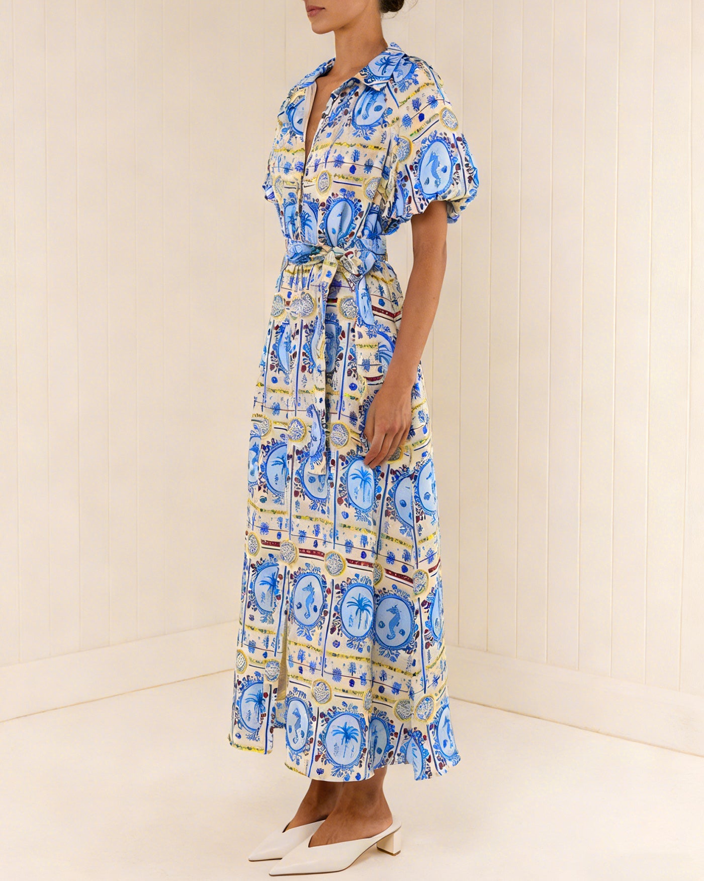 Floral Collar Tunic Midi Dress | Rihoas
