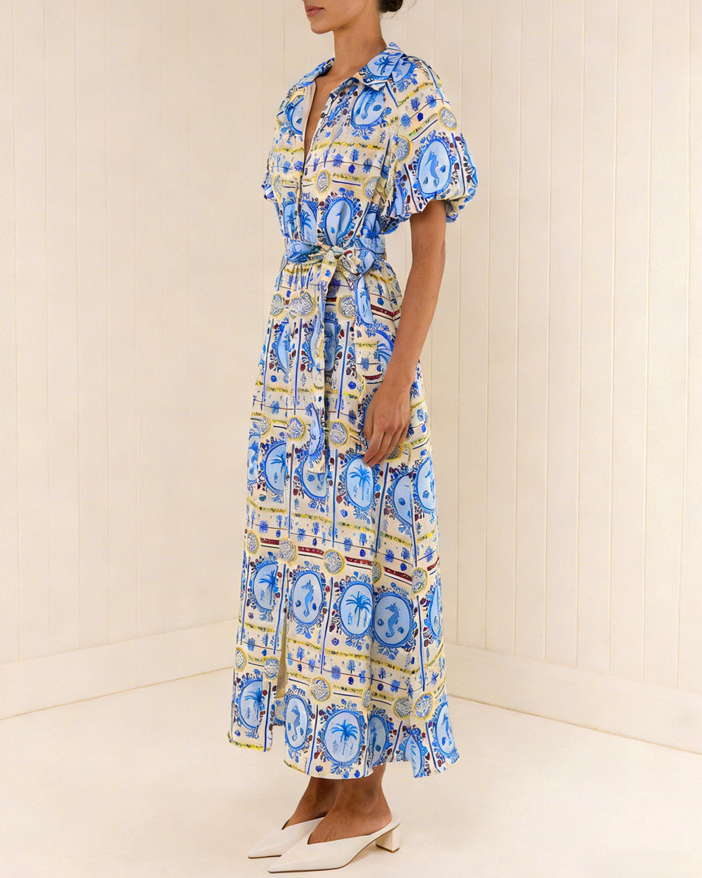 Floral Collar Tunic Midi Dress | Rihoas