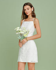 White Textured Slip Mini Dress | Rihoas