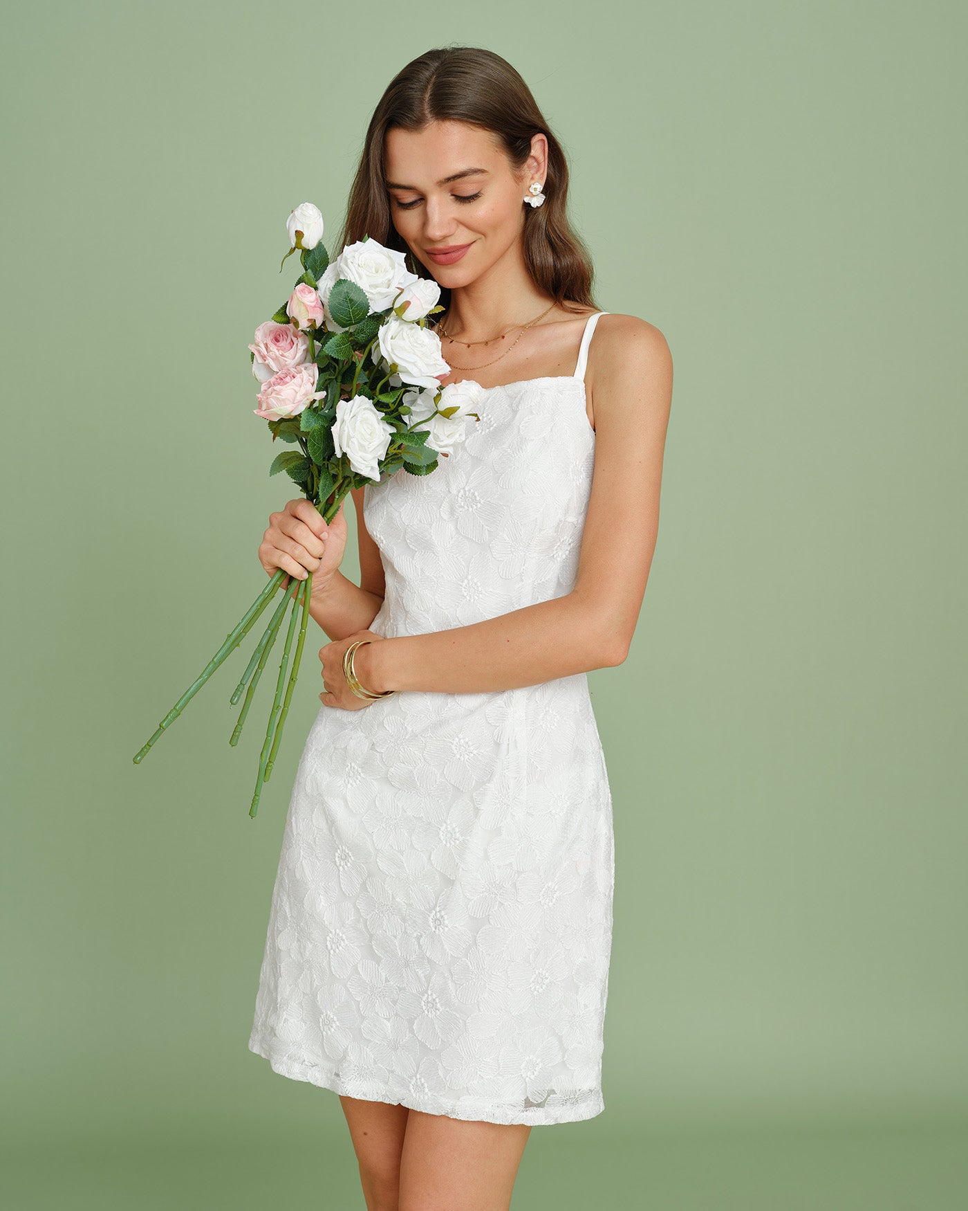 White Textured Slip Mini Dress | Rihoas