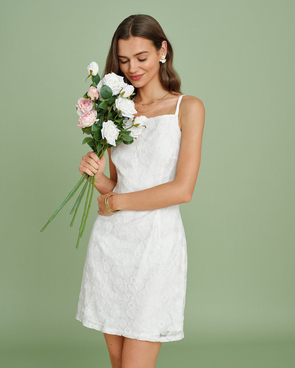White Textured Slip Mini Dress | Rihoas