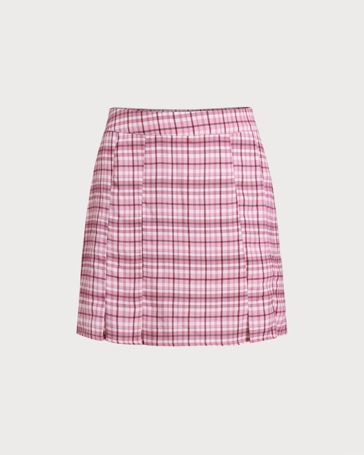 Pink Plaid Straight Mini Skirt | Rihoas