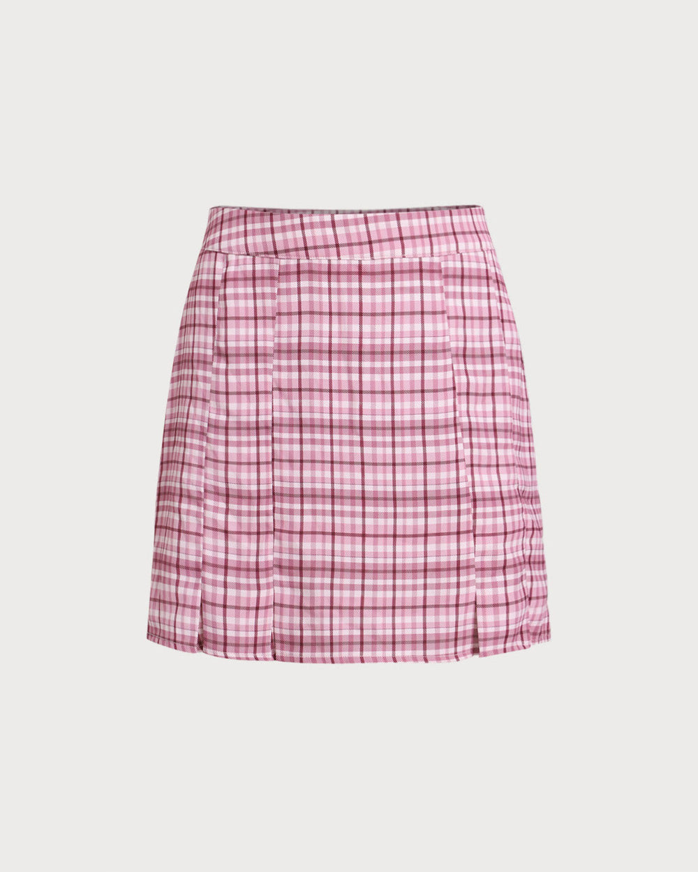 Pink Plaid Straight Mini Skirt | Rihoas