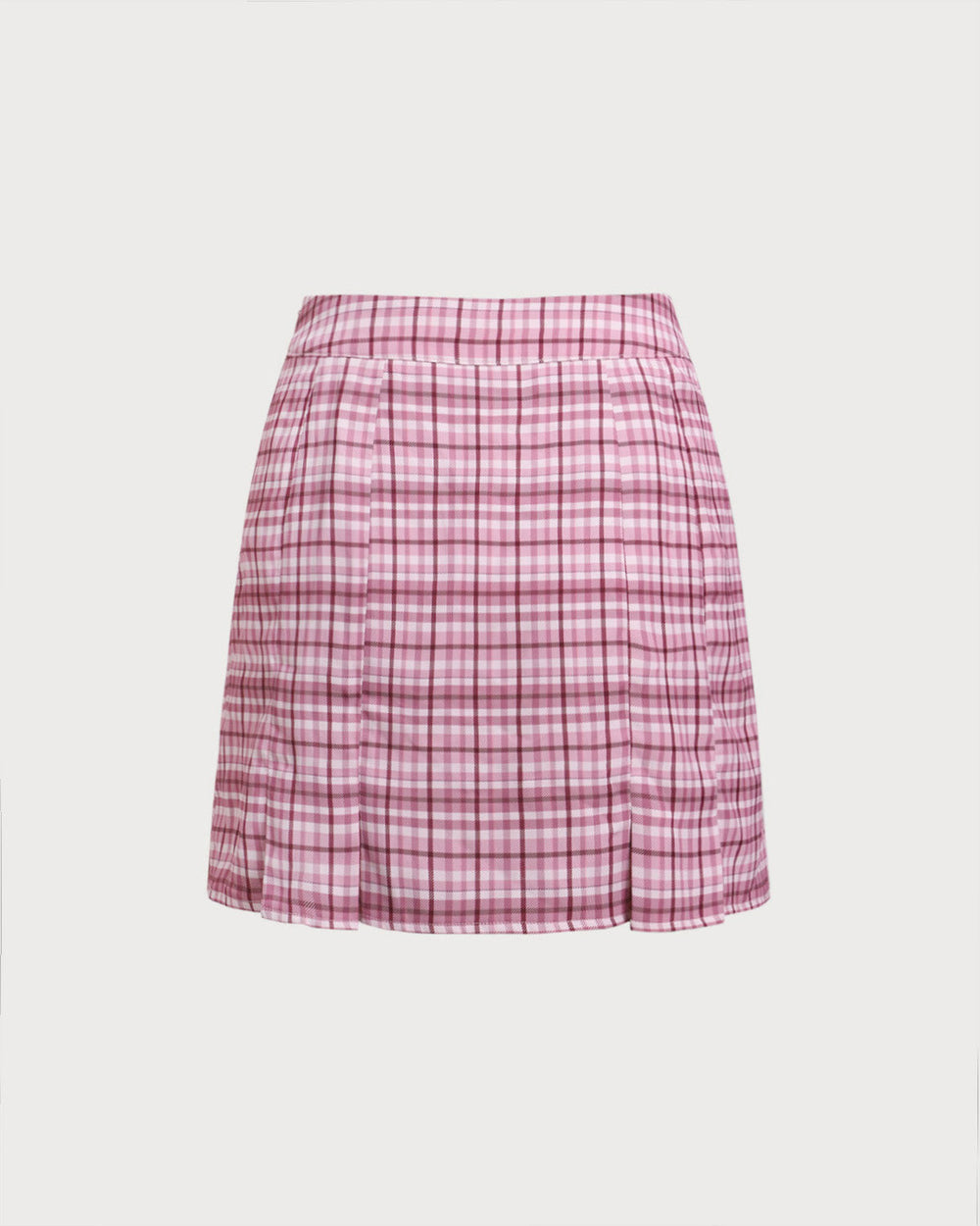 Pink Plaid Straight Mini Skirt | Rihoas