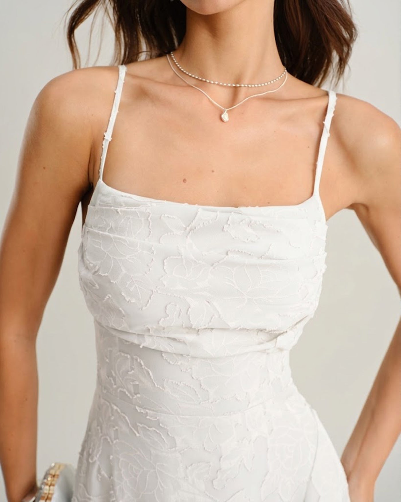 White X Cross Jacquard Slip Maxi Dress | Rihoas