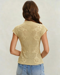 Yellow Turtle See Through Knit Cardigan | Rihoas