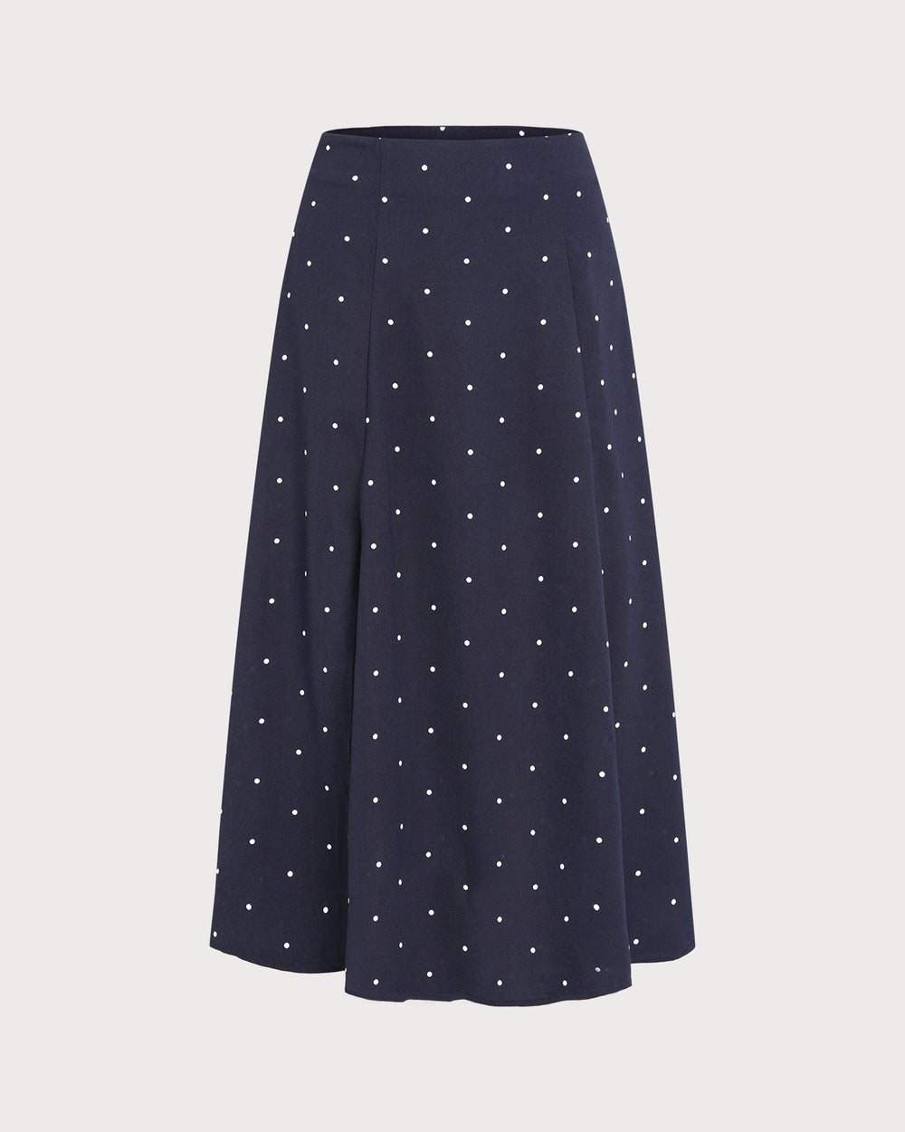Navy Polka Dot Slit Midi Skirt | Rihoas