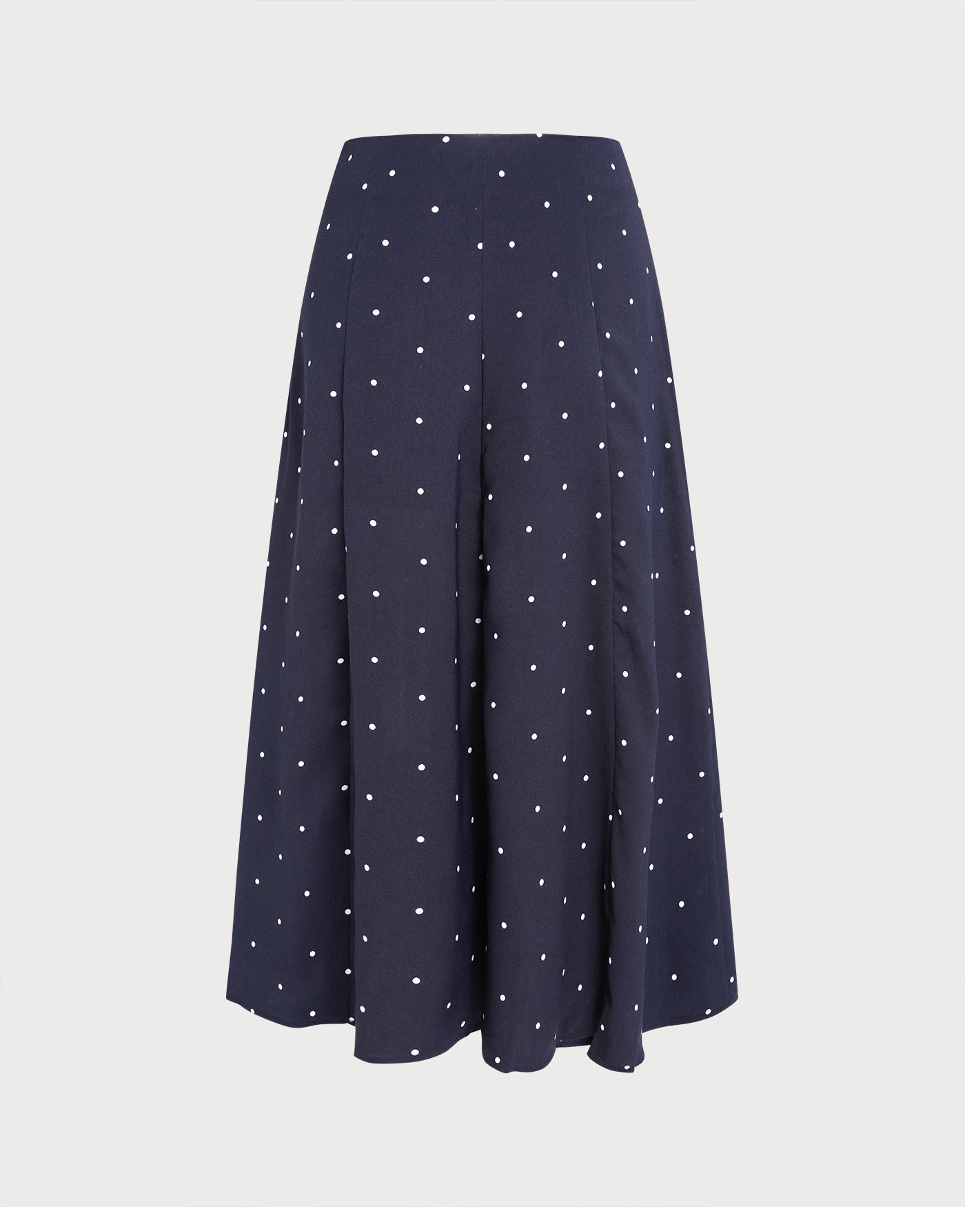 Navy Polka Dot Slit Midi Skirt | Rihoas