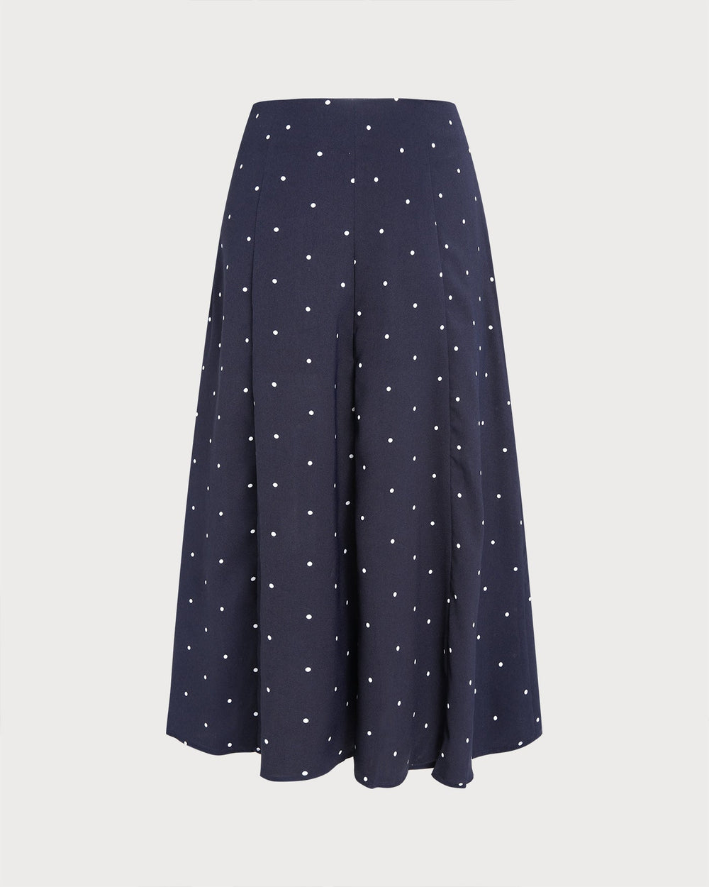 Navy Polka Dot Slit Midi Skirt | Rihoas