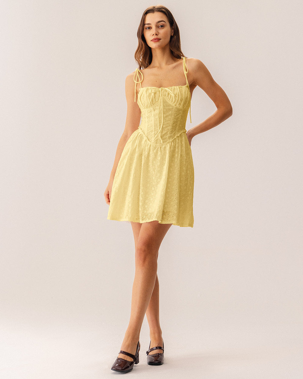 Yellow Ruched Corset Slip Mini Dress | Rihoas