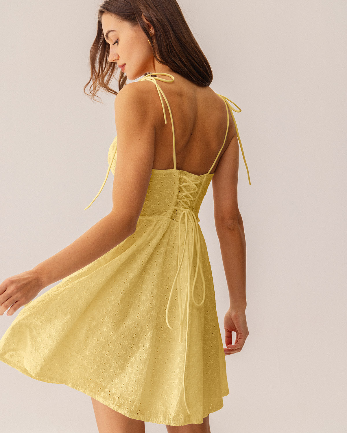 Yellow Ruched Corset Slip Mini Dress | Rihoas