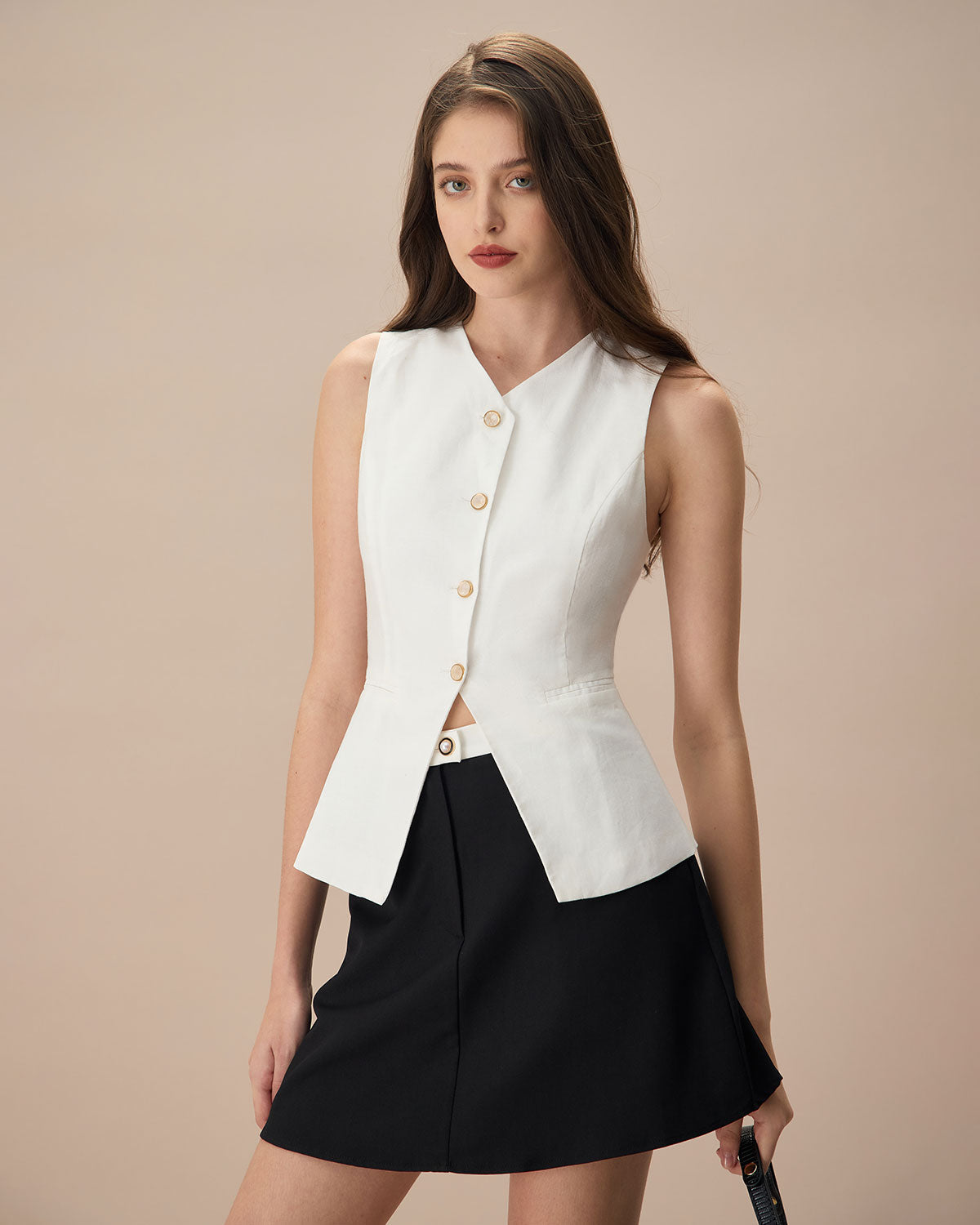 The White Single-breasted Cotton Vest | Rihoas