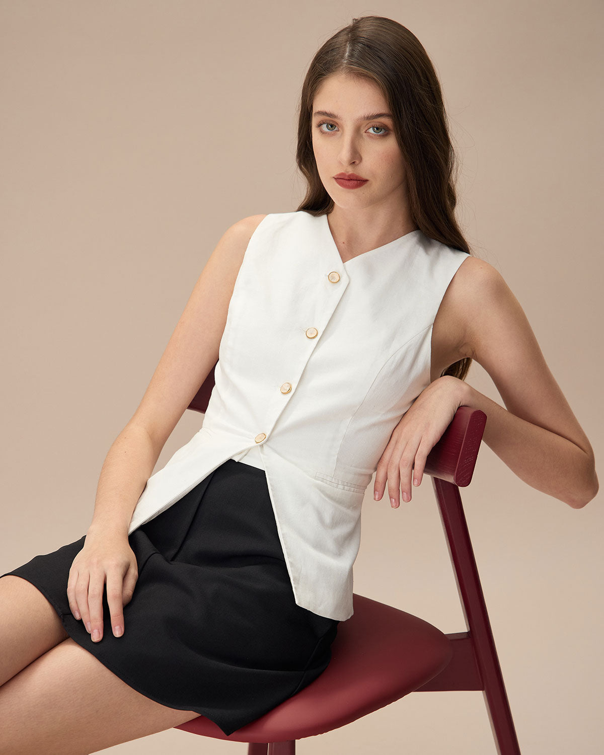 The White Single-breasted Cotton Vest | Rihoas