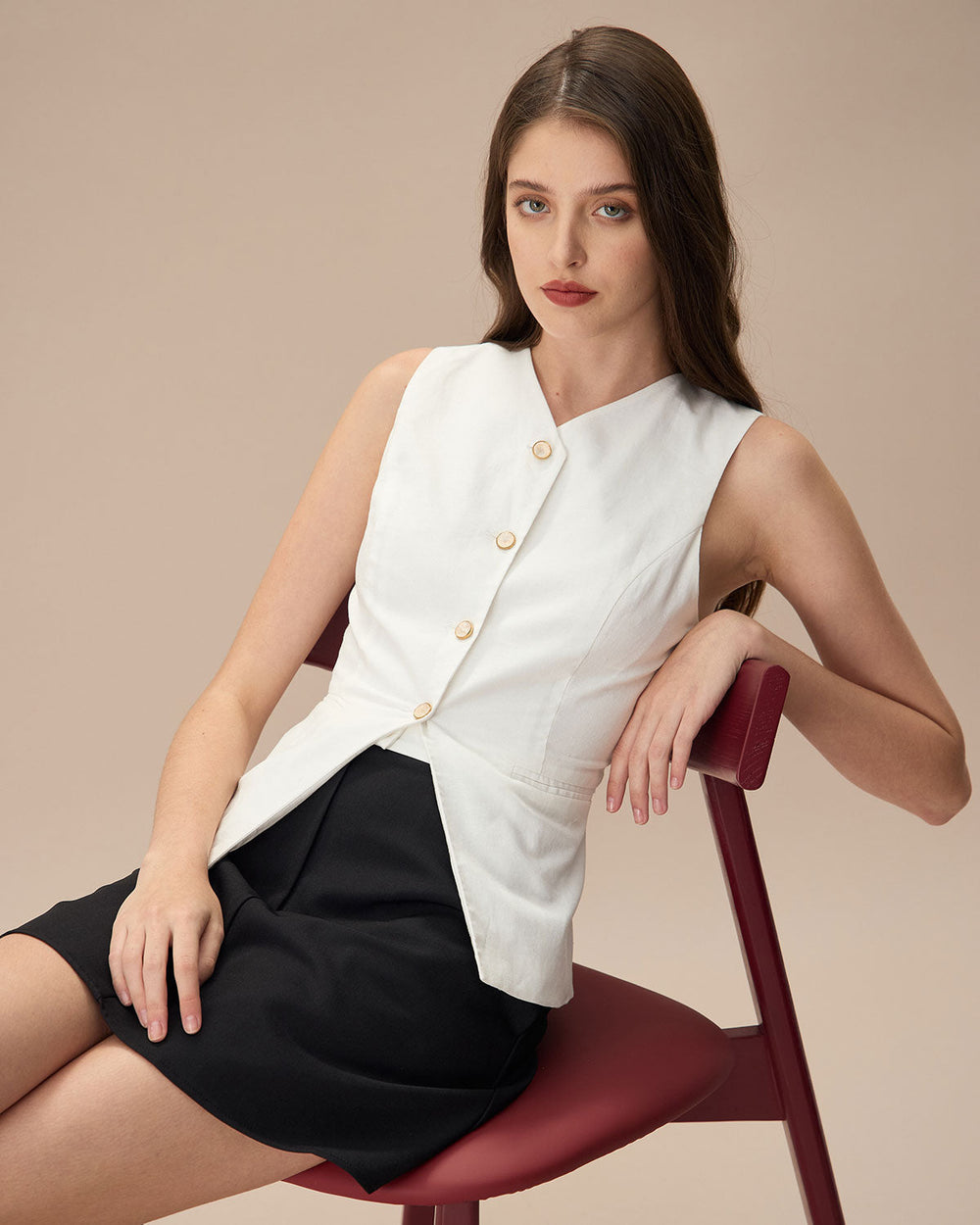 The White Single-breasted Cotton Vest | Rihoas