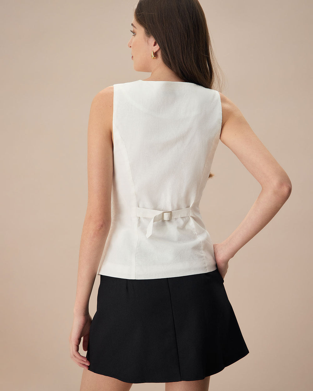 The White Single-breasted Cotton Vest | Rihoas