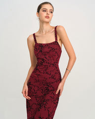 Red Floral Sleeveless Maxi Dress | Rihoas