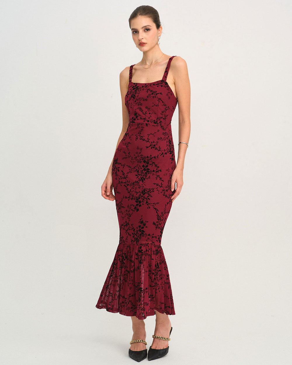 Red Floral Sleeveless Maxi Dress | Rihoas