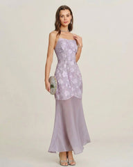 Purple Sequins Jacquard Slip Maxi Dress | Rihoas