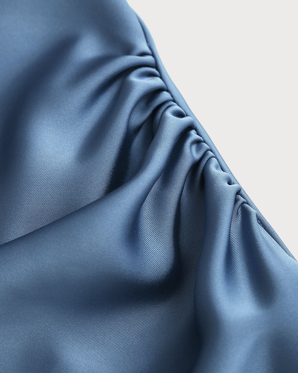 Blue Satin Boat Neck Slip Midi Dress | Rihoas