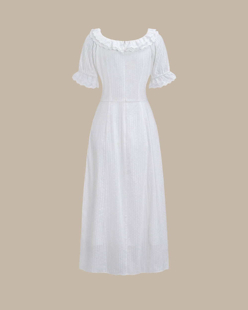 White Embroidery Puffed Sleeve Maxi Dress | Rihoas