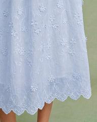 Blue Floral Textured Midi Dress | Rihoas