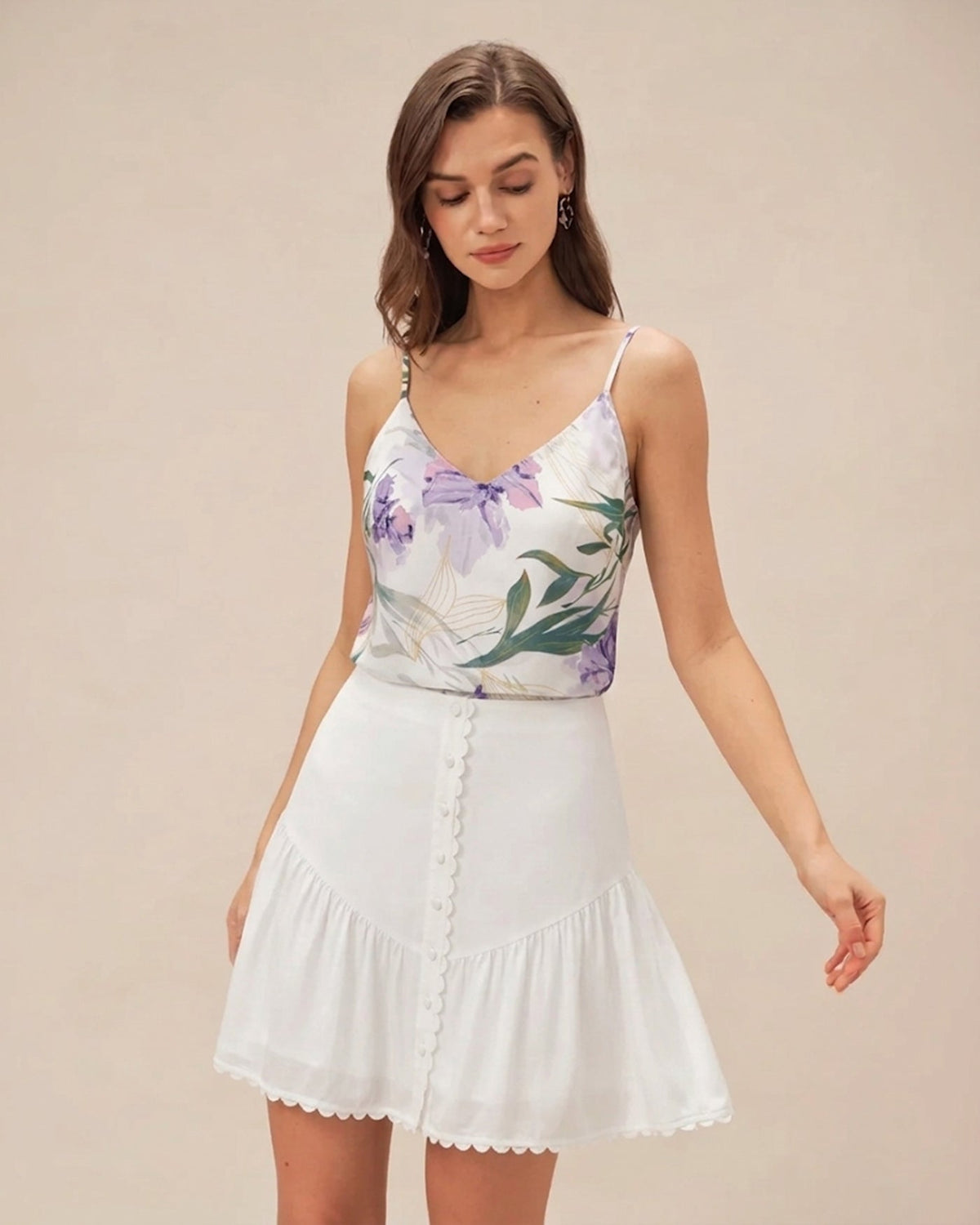Green Floral Backless Camisole | Rihoas