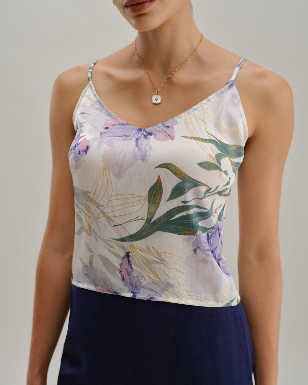 Green Floral Backless Camisole | Rihoas