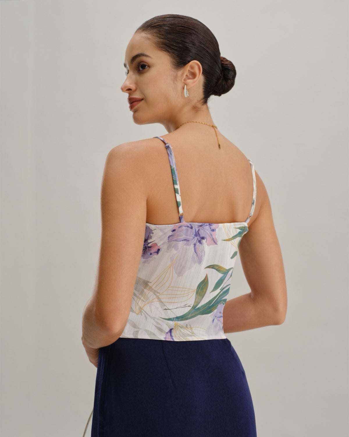 Green Floral Backless Camisole | Rihoas