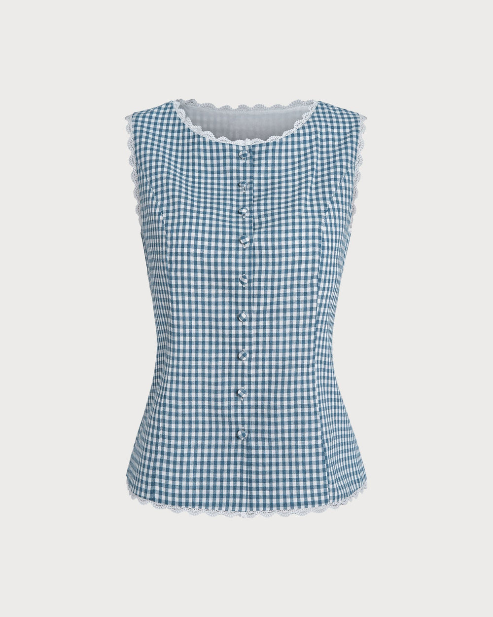 Blue Plaid Sleeveless Tank Top | Rihoas