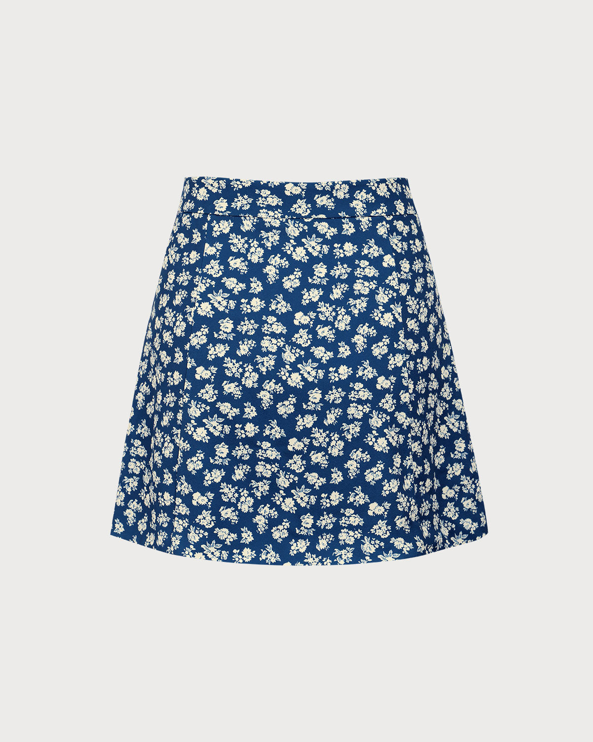 Navy Floral A-Line Mini Skirt | Rihoas