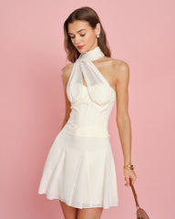 Apricot Sweetheart Neck Chiffon Tank Top | Rihoas