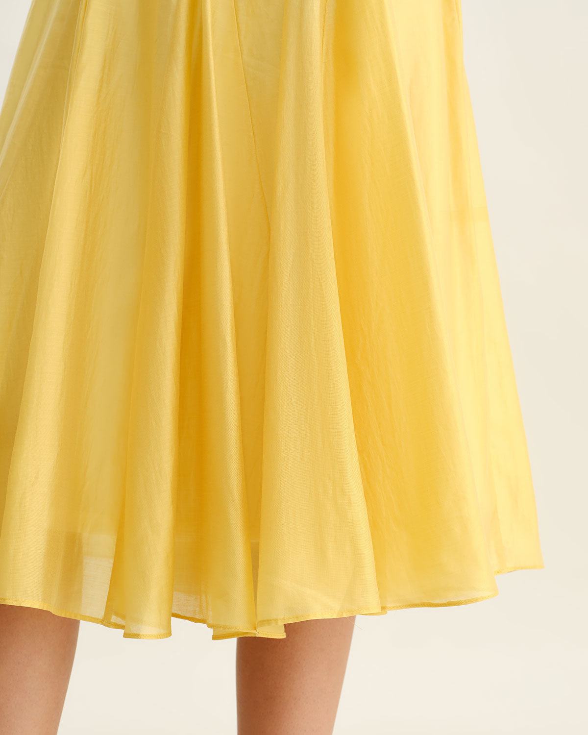 Yellow Square Neck Pleated Slip Midi Dress | Rihoas