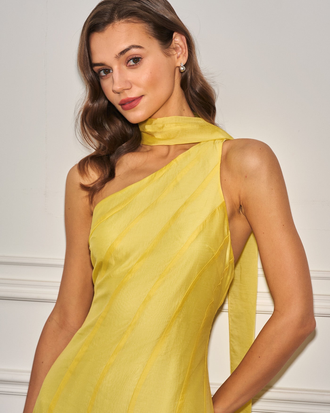 Yellow One Shoulder Mini Dress | Rihoas