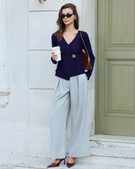 Blue Button Knit Cardigan | Rihoas