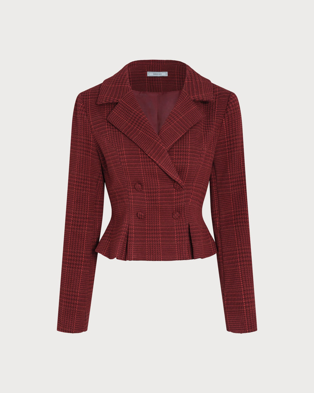 Red Plaid Double Breasted Jacket | Rihoas