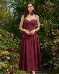 Red Sweetheart Neck Sleeveless Slip Maxi Dress | Rihoas