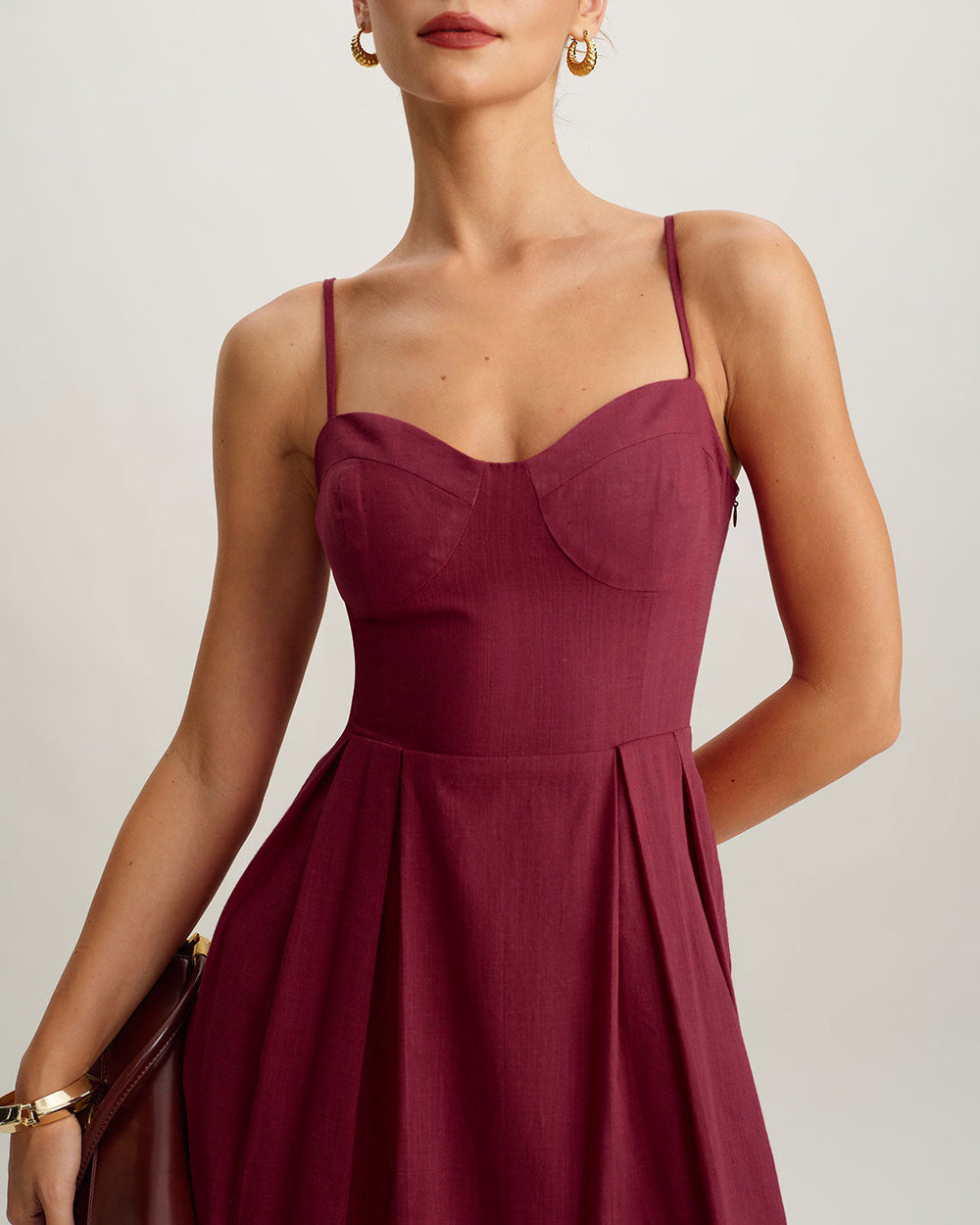 Red Sweetheart Neck Sleeveless Slip Maxi Dress | Rihoas