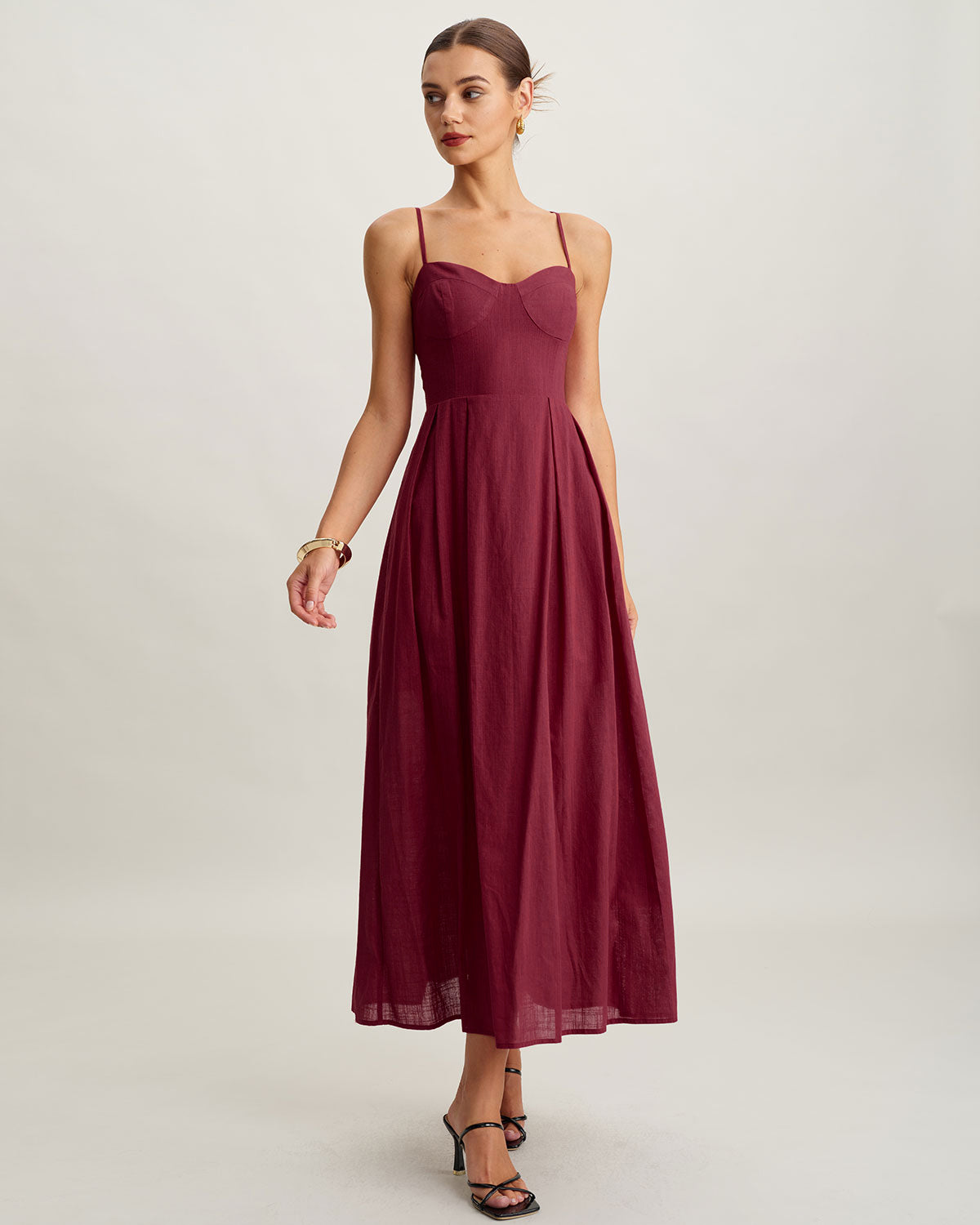 Red Sweetheart Neck Sleeveless Slip Maxi Dress | Rihoas