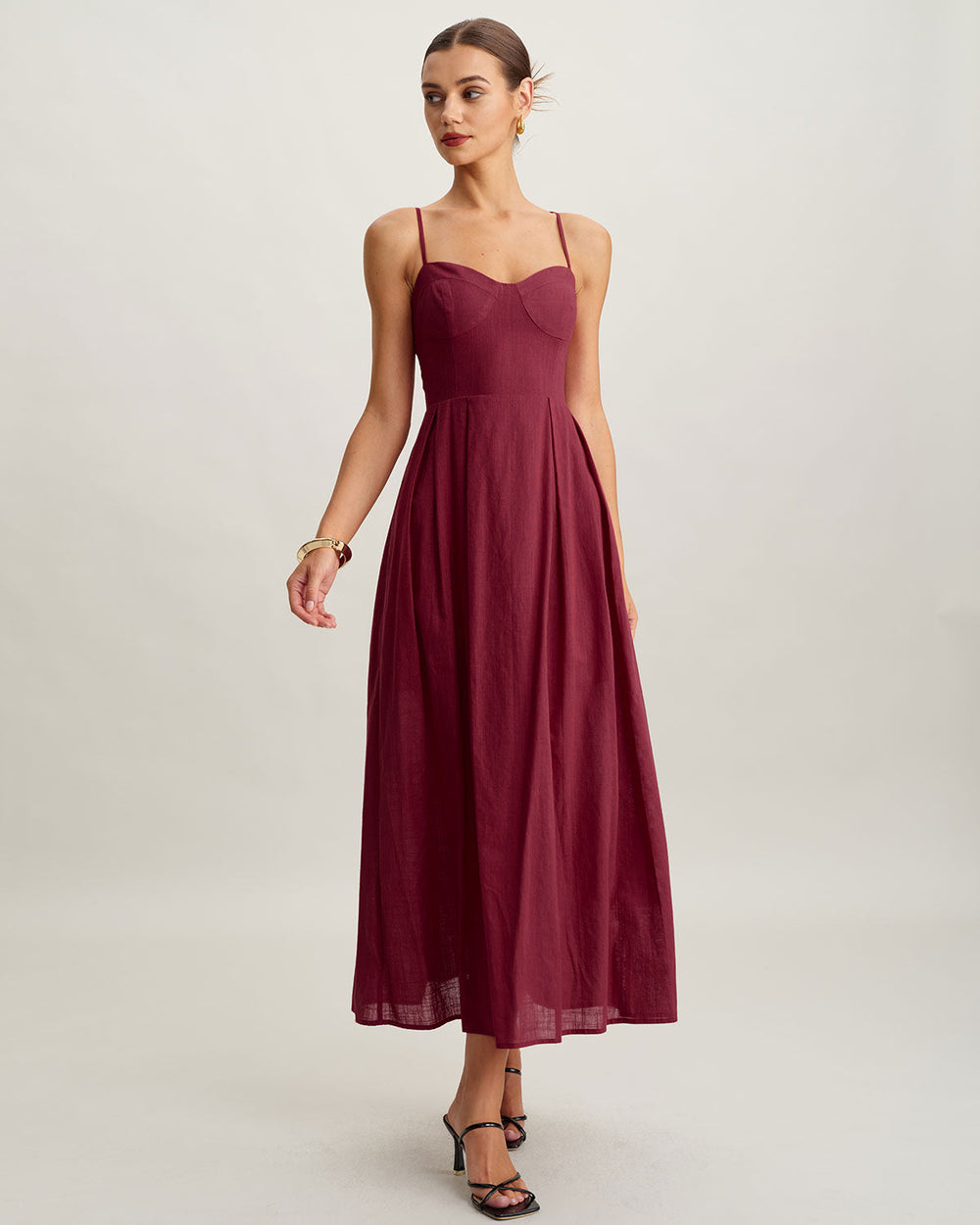 Red Sweetheart Neck Sleeveless Slip Maxi Dress | Rihoas