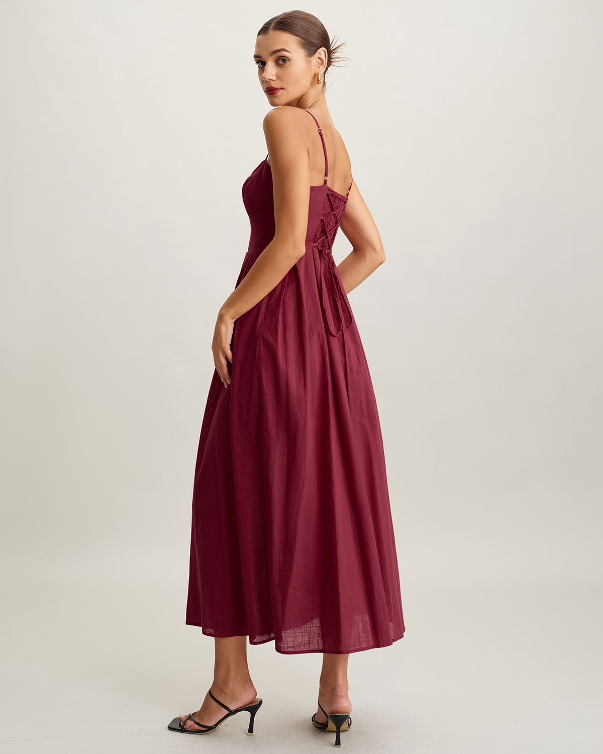 Red Sweetheart Neck Sleeveless Slip Maxi Dress | Rihoas