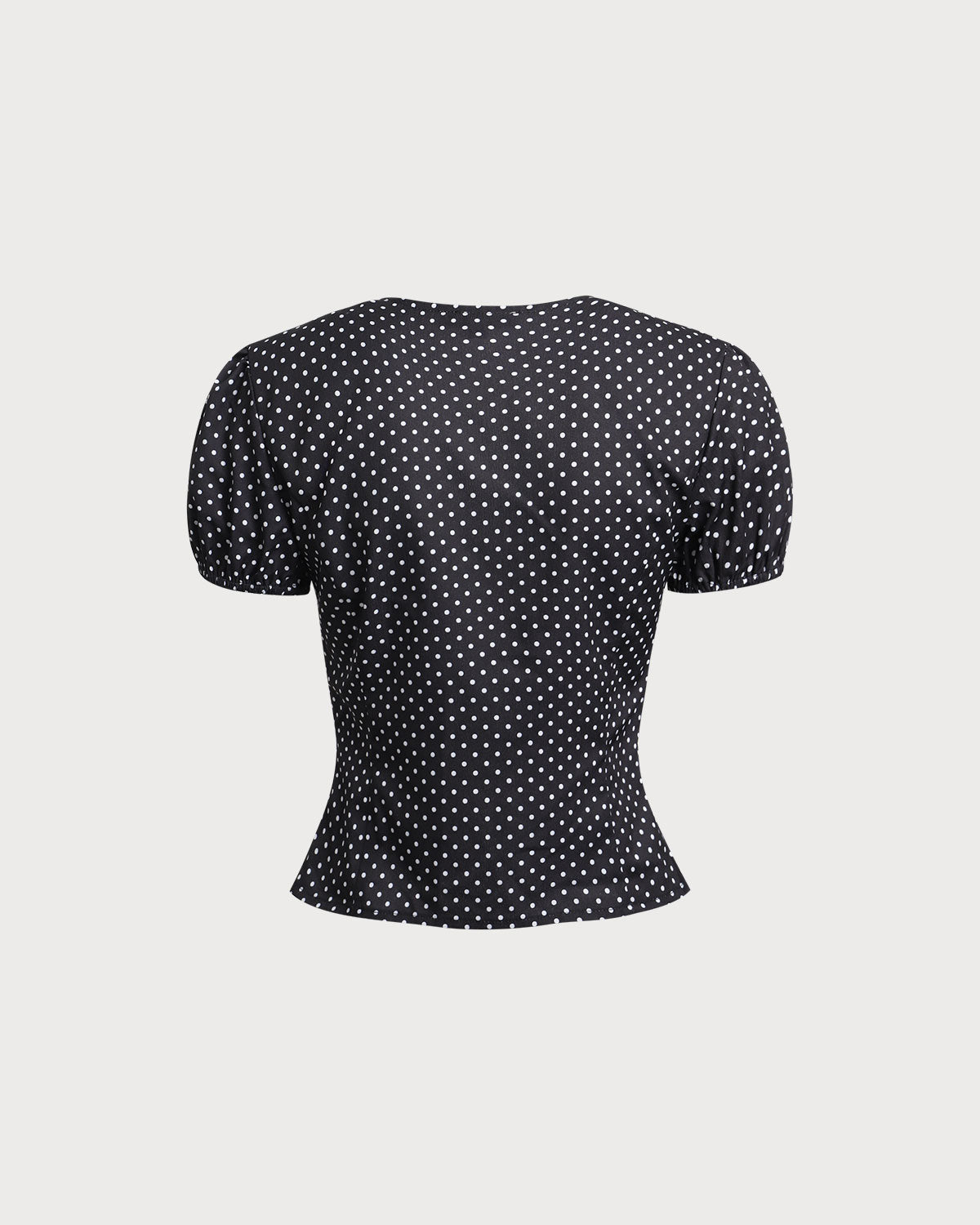 Black Polka Dot Lace Trim Blouse | Rihoas