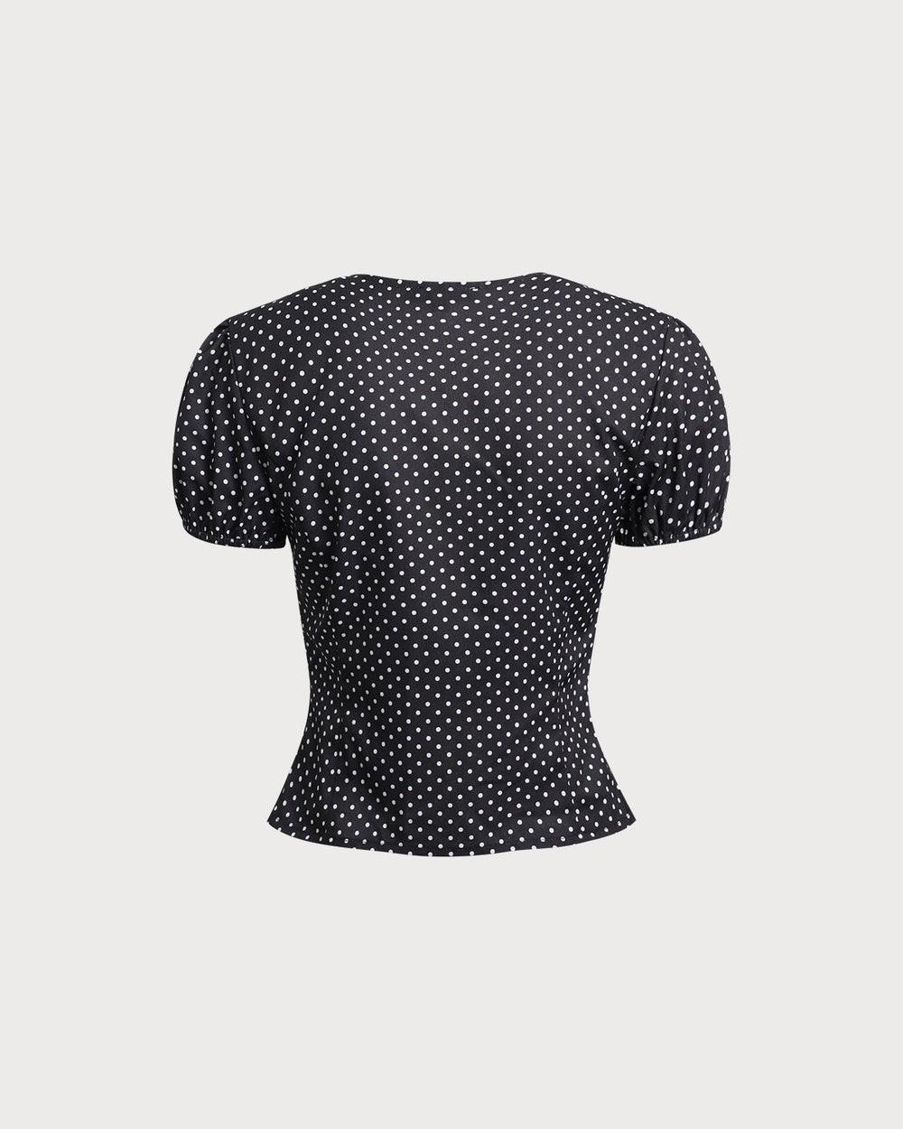 Black Polka Dot Lace Trim Blouse | Rihoas