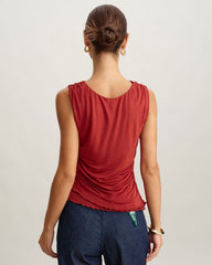 Red Round Neck Cropped Tank Top | Rihoas
