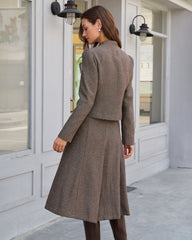 Brown Natural Waisted A-Line Midi Skirt | Rihoas
